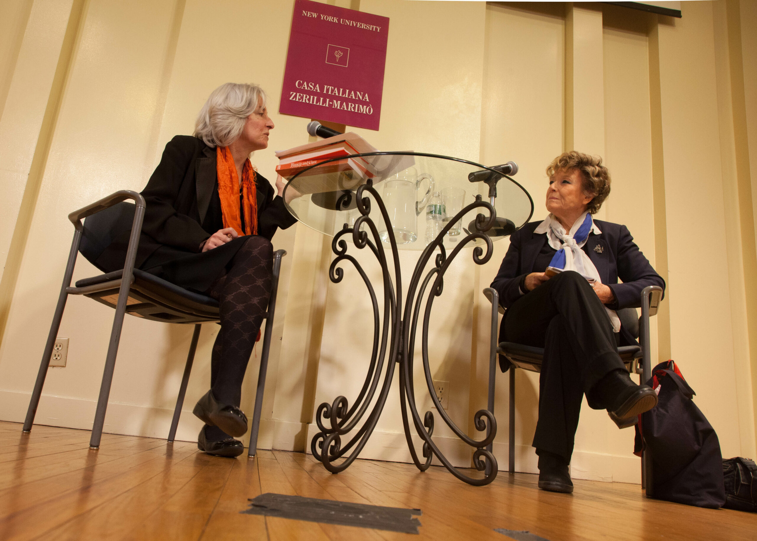 speakers-conversing-on-stage-from-dacia-maraini-at-casa-italiana