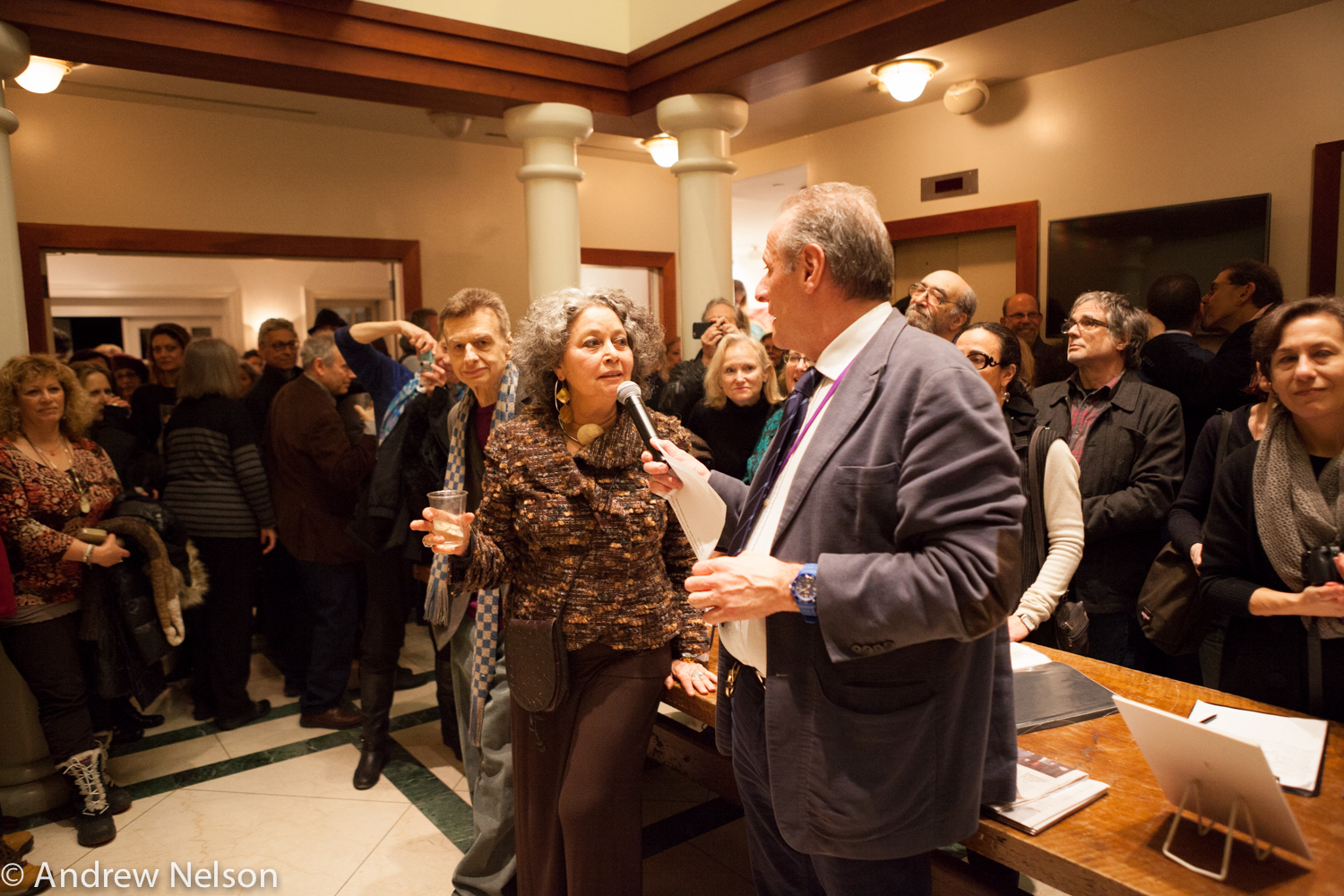stefano-interviewing-a-lady-from-iavanet-exhibition-opening-at-casa-italiana