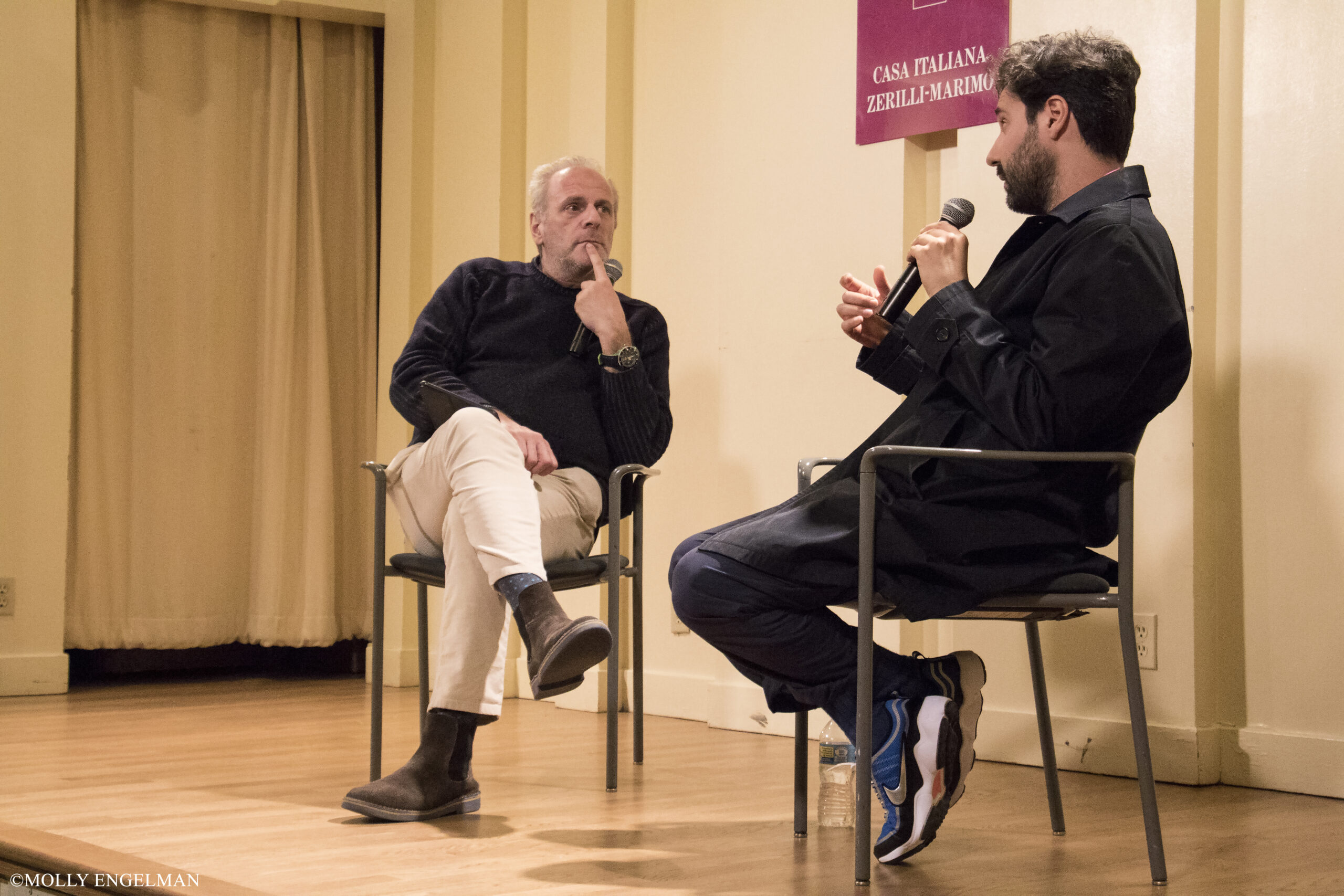 stefano-and-speaker-talking-from-screening-arianna-at-casa-italiana