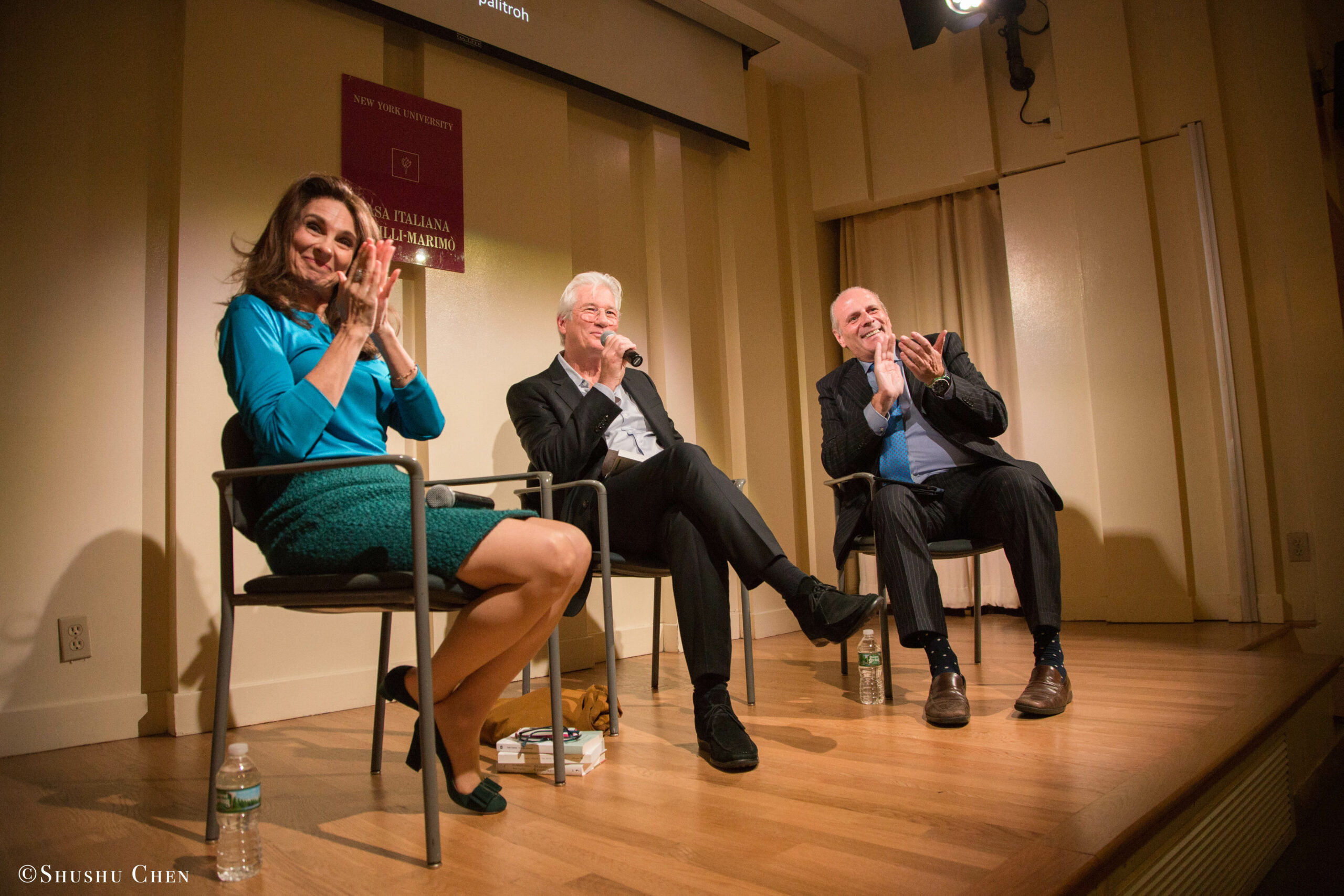 stefano-and-speakers-clapping-from-presentation-richard-gere-reads-italo-calvino-at-casa-italiana