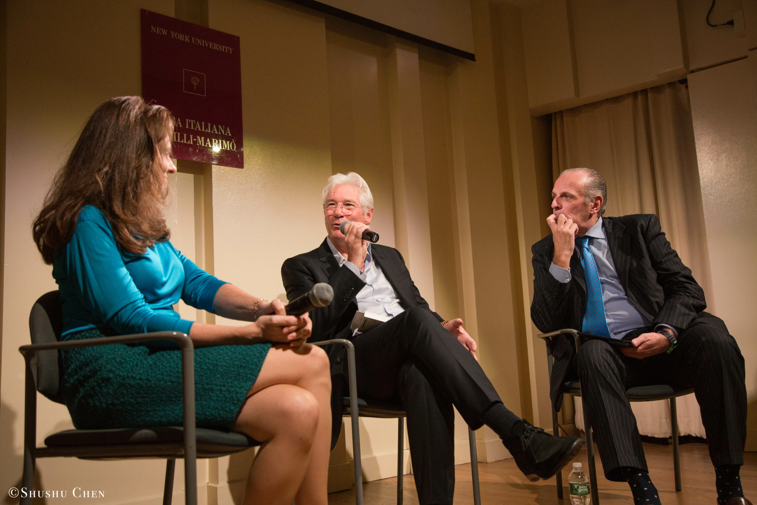 stefano-and-speakers-conversing-from-presentation-richard-gere-reads-italo-calvino-at-casa-italiana