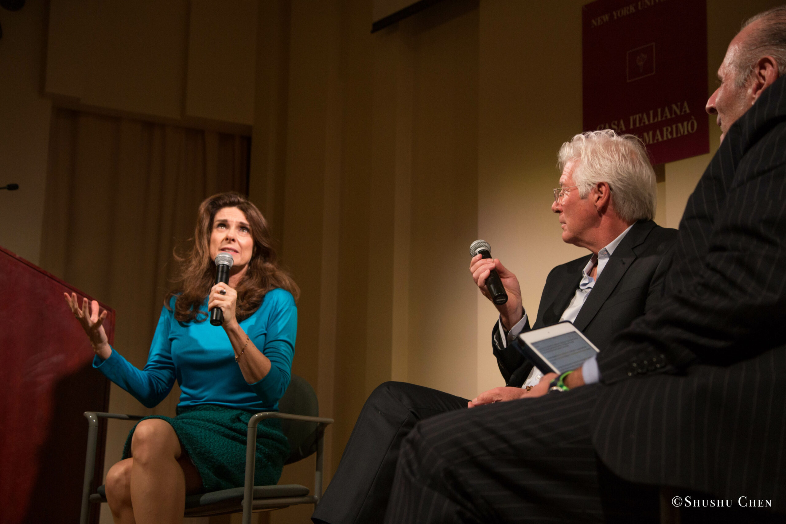 stefano-and-speakers-conversing-from-presentation-richard-gere-reads-italo-calvino-at-casa-italiana