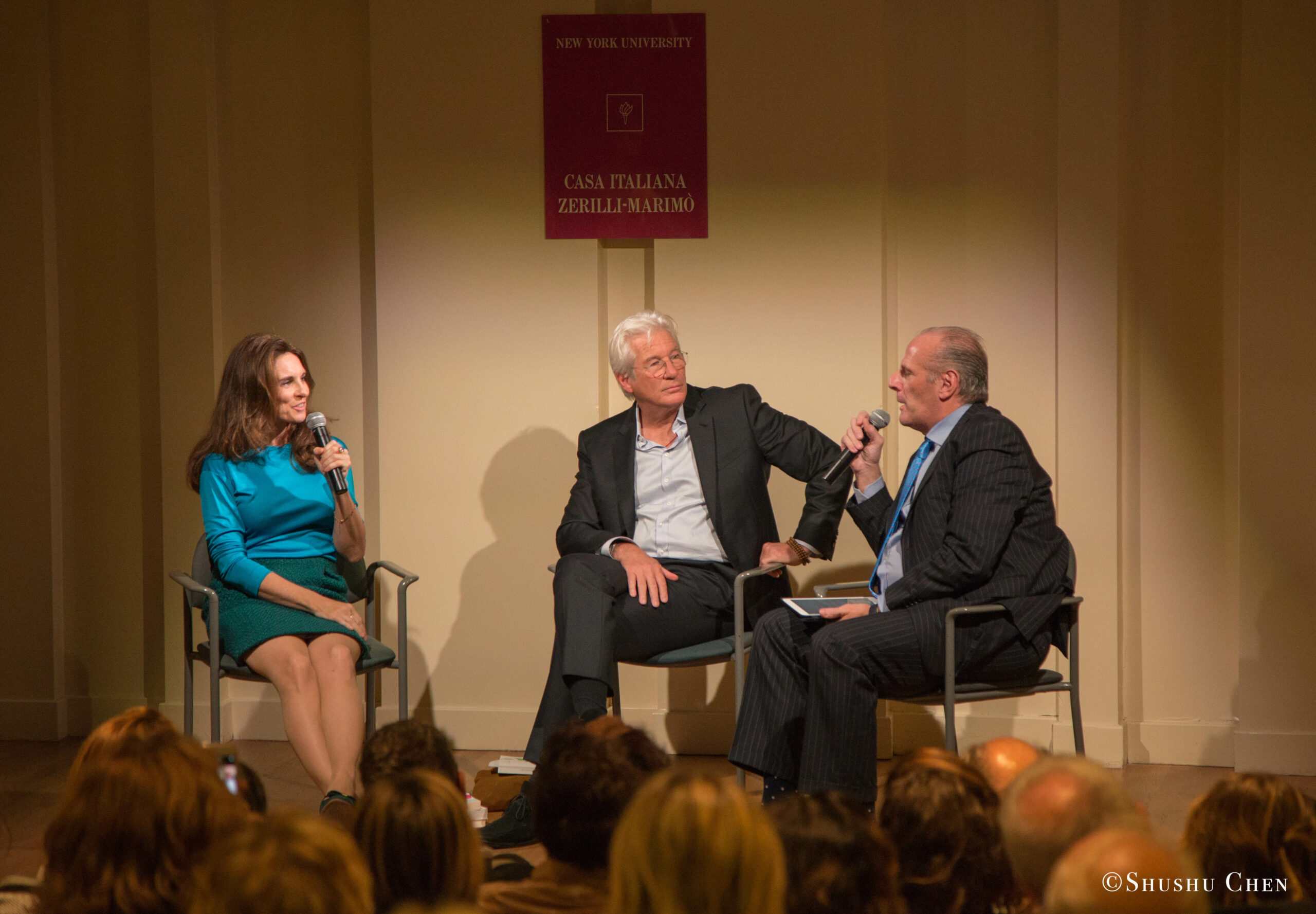 stefano-and-speakers-conversing-from-presentation-richard-gere-reads-italo-calvino-at-casa-italiana