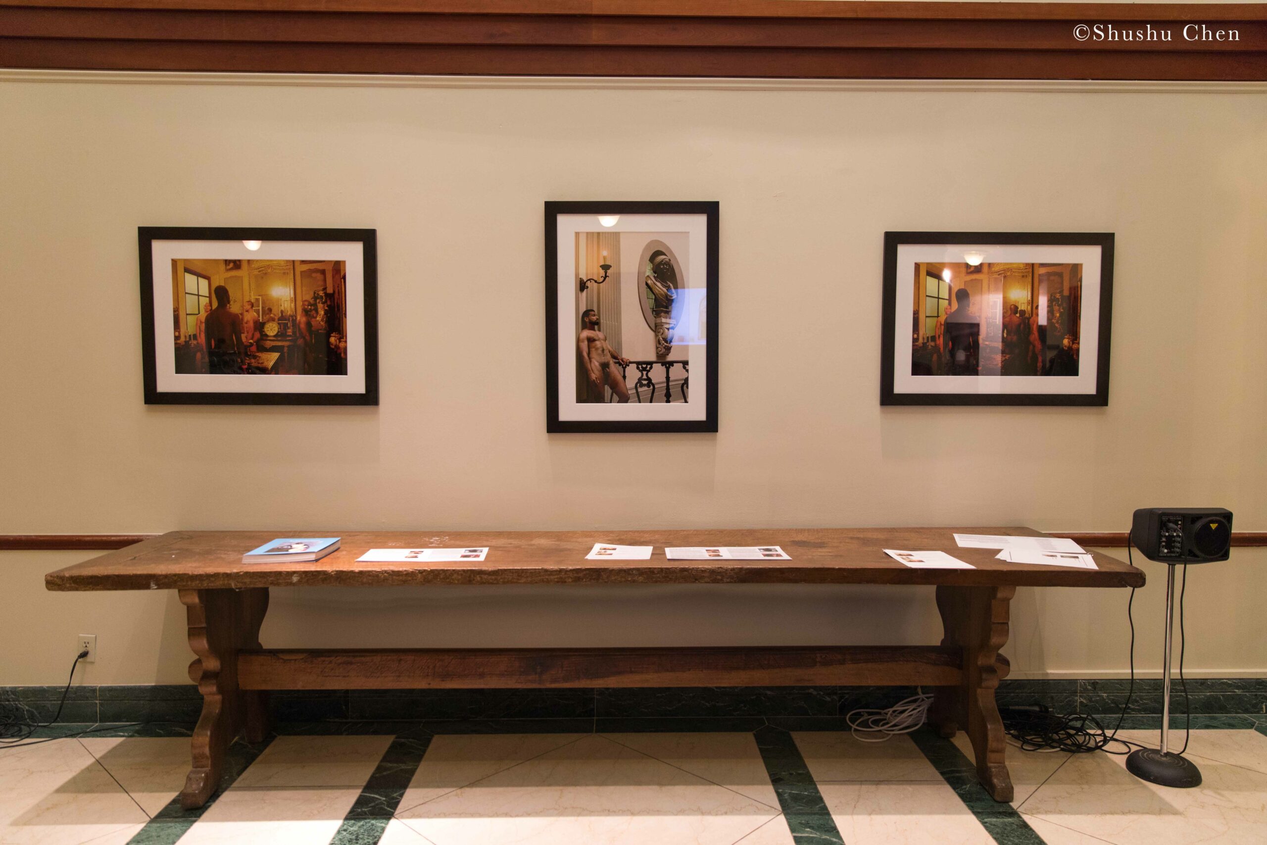 artworks-on-wall-and-flyer-from-exhibition-opening-resignifications-revisited-at-casa-italiana