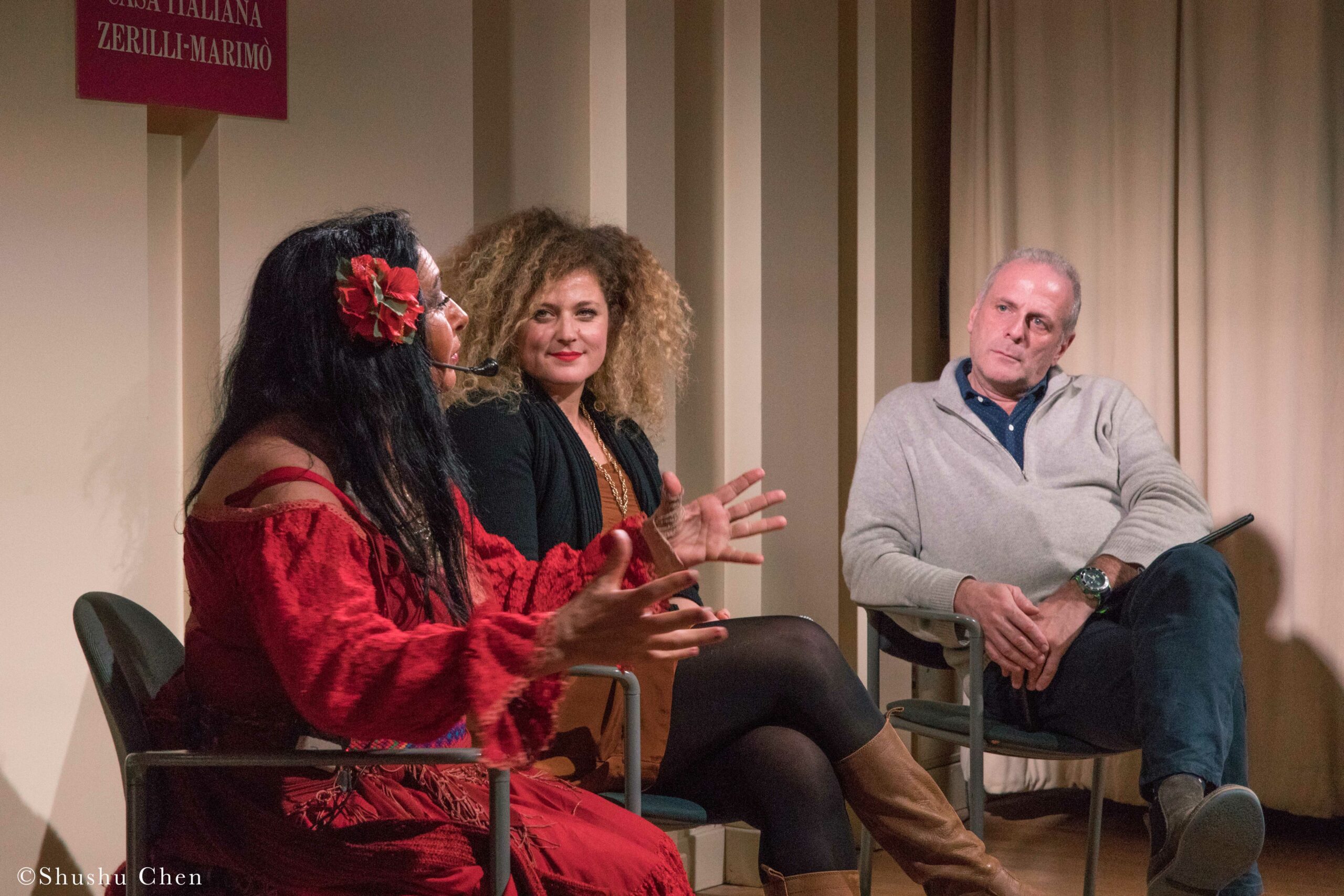 stefano-and-guests-conversing-from-screening-pagani-and-dance-presentation-by-alessandra-belloni-and-i-giullari-di-piazza-at-casa-italiana