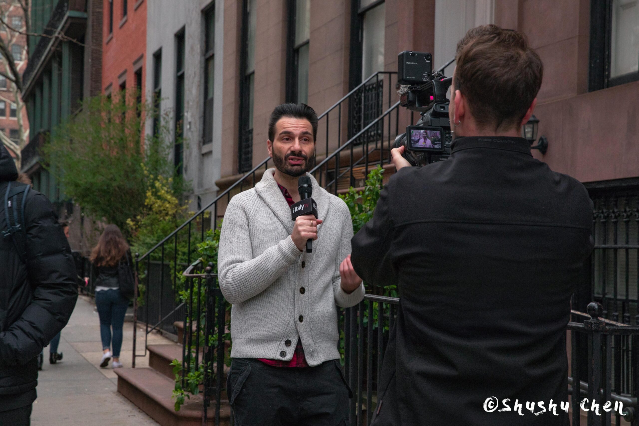 man-talking-on-camera-from-ny-premiere-screening-of-arrangiarsi-and-presentation-at-casa-italiana