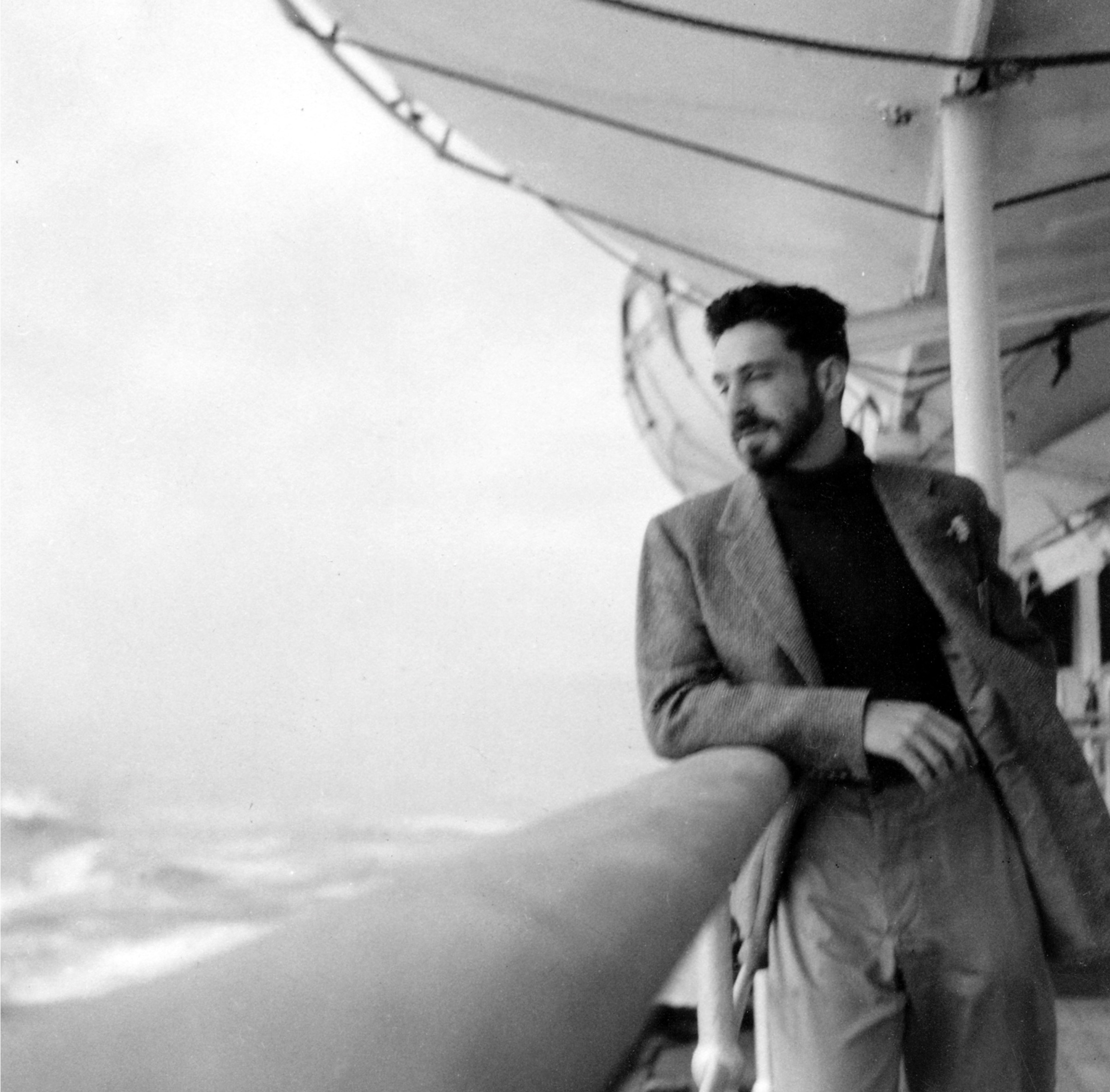 Photo of Anthony Hecht crossing the Atlantic, circa 1950