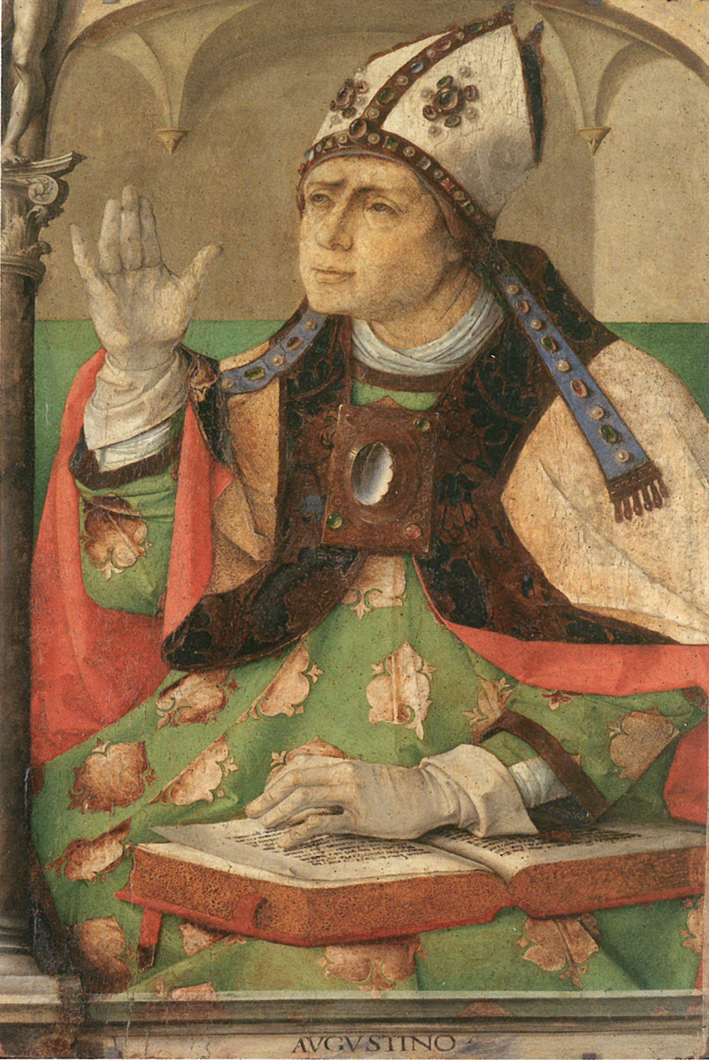 Justus van Ghent or Pedro Berruguete, Saint Augustin ,  1460-1477 ca., Urbino, Palazzo Ducale, Galleria Nazionale delle Marche