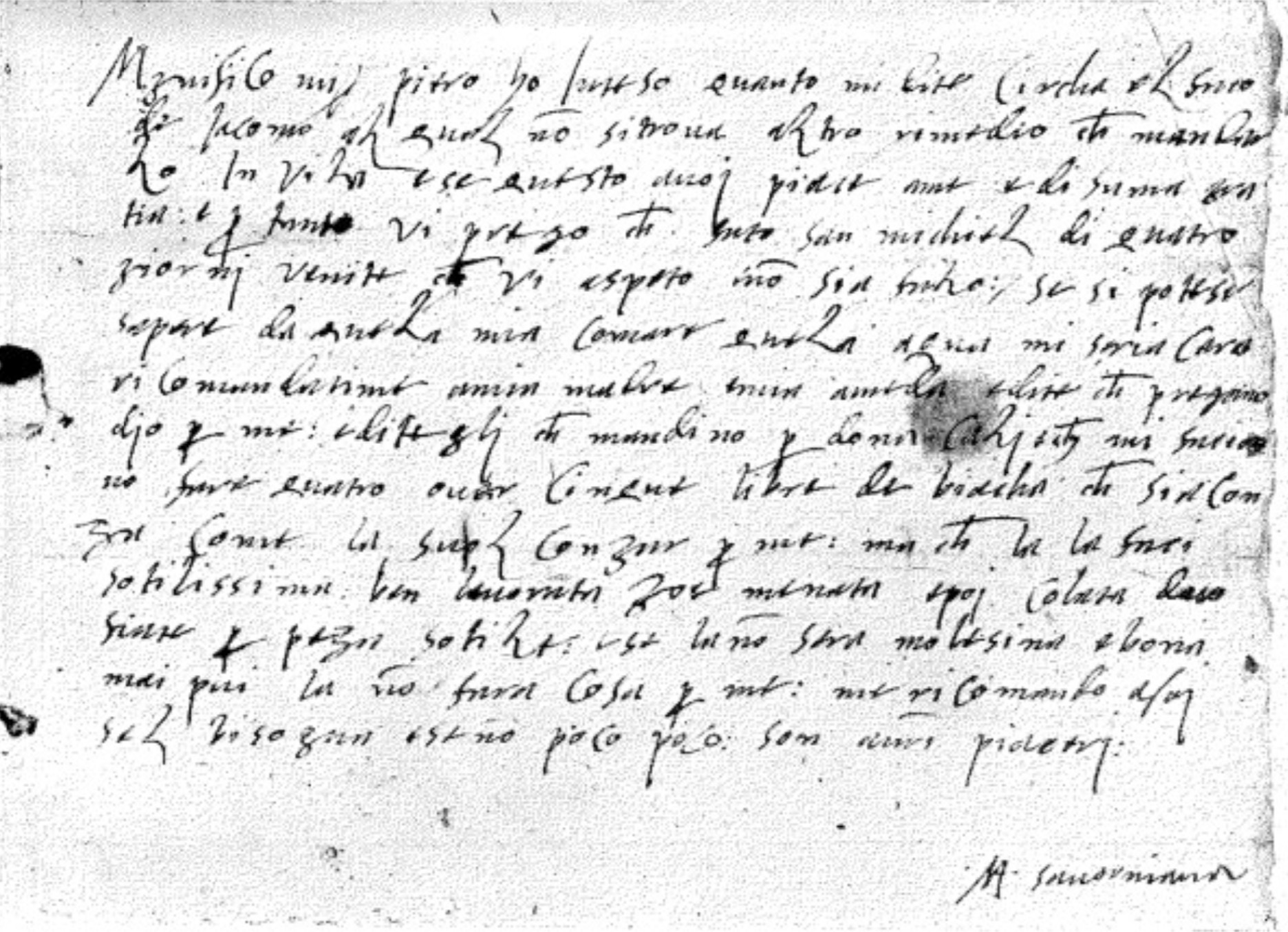 Autograph letter by Maria Savorgnan