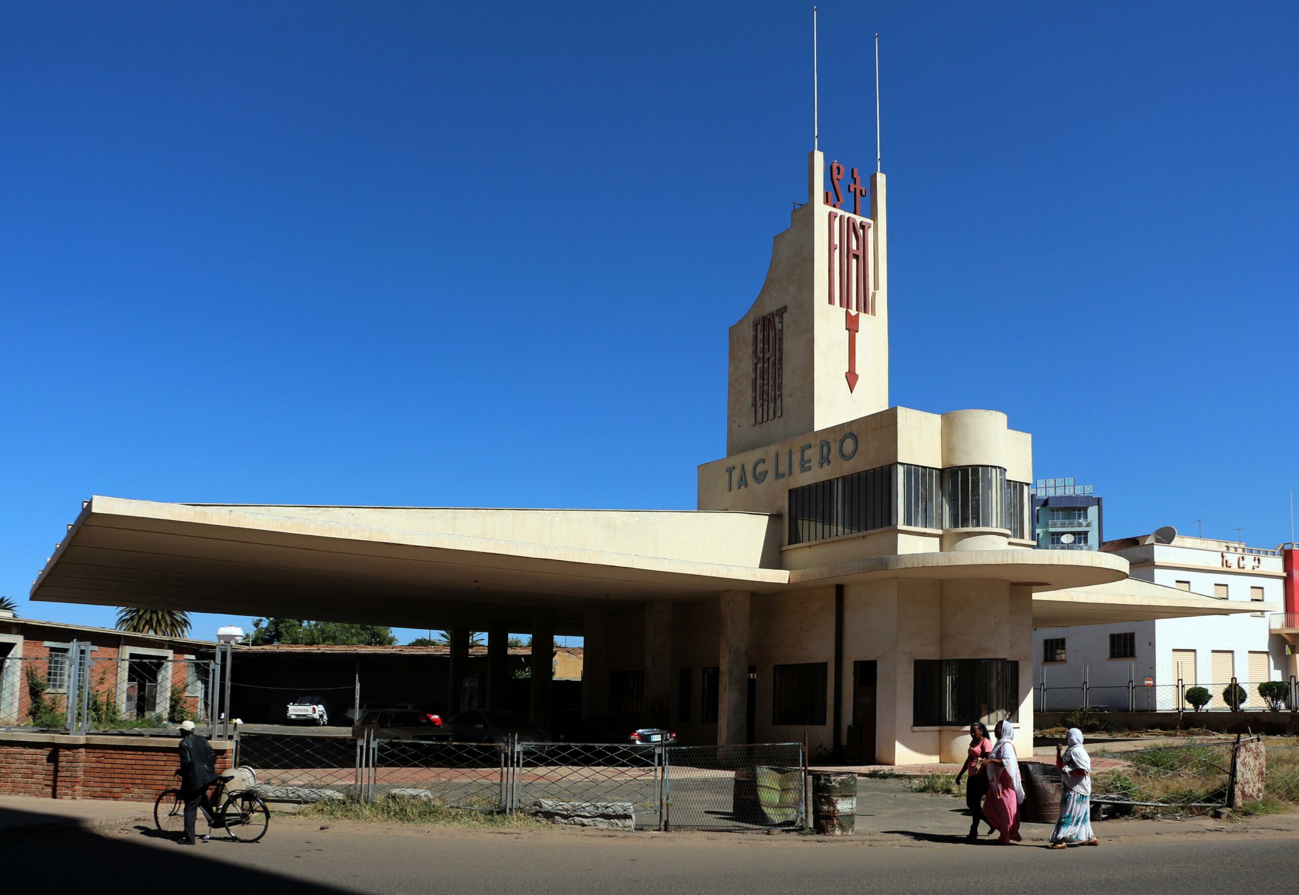 photo of the Fiat Tagliero Building, Asmara, Eritrea, 1938. Designed by Giuseppe Pettazzi