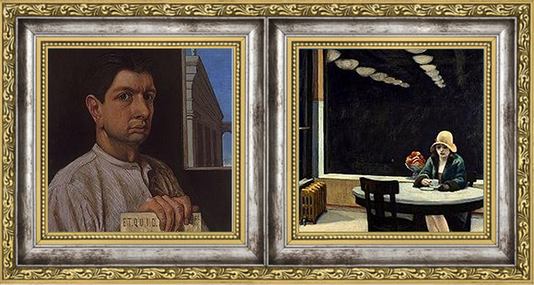 Giorgio De Chirico Self-portrait 1920/Edward Hopper Automat 1927